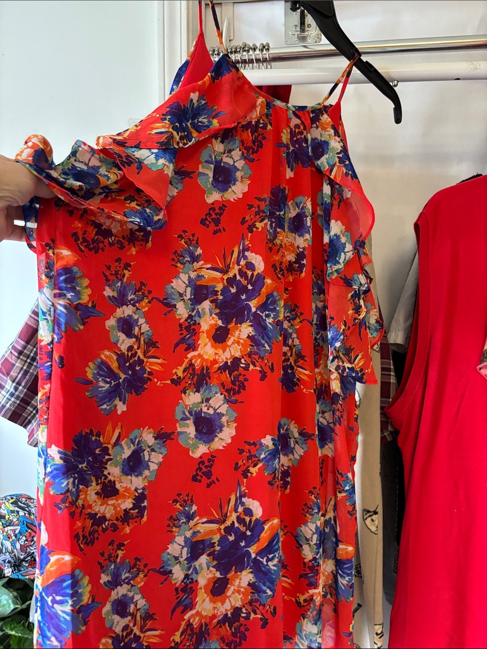 As U Wish Red Floral Slip with Multicolor Print